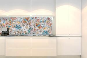 DIMEX | Fototapeta do kuchyně Květinová italská freska KI-180-212 | 180 x 60 cm | vícebarevná, béžová