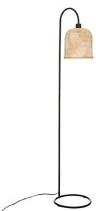 Černá stojací lampa s bambusovým stínítkem LUMIRA, 159 cm