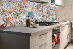DIMEX | Fototapeta do kuchyně Květinová italská freska KI-180-212 | 180 x 60 cm | vícebarevná, béžová