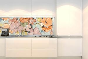 DIMEX | Fototapeta do kuchyně Barevný květinový vzor KI-180-215 | 180 x 60 cm | vícebarevná, zelená