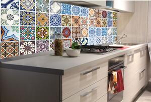 DIMEX | Fototapeta do kuchyně Lisabonské kachličky KI-180-244 | 180 x 60 cm | vícebarevná, hnědá, modrá