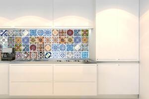 DIMEX | Fototapeta do kuchyně Lisabonské kachličky KI-180-244 | 180 x 60 cm | vícebarevná, hnědá, modrá