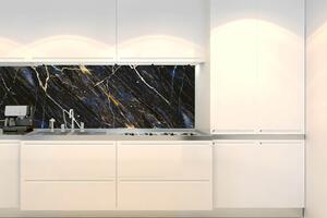 DIMEX | Fototapeta do kuchyně Textura tmavého mramoru KI-180-274 | 180 x 60 cm | černá, zlatá, modrá