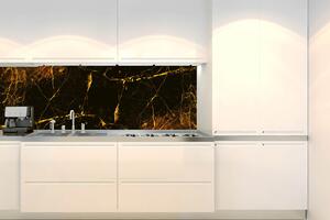 DIMEX | Fototapeta do kuchyně Černozlatý mramor KI-180-279 | 180 x 60 cm | černá, zlatá