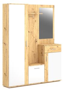 Vivaldi Předsíňová stěna Trio se zrcadlem 145 cm dub Artisan/bílá