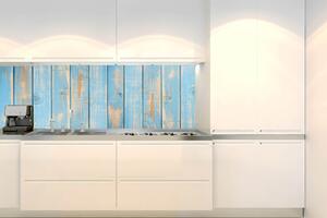 DIMEX | Fototapeta do kuchyně Staré modré lamely KI-180-290 | 180 x 60 cm | modrá, béžová
