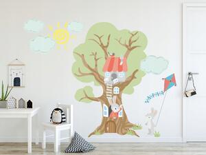 Moderní dětská nálepka zeď zaječí rodinka ze stromu 100 x 200 cm