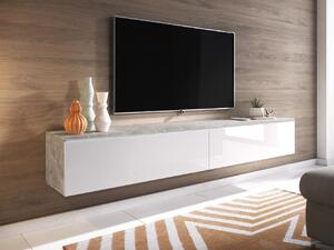 TV stolek Dlone 180, Barva: Beton + Bílý lesk, Osvětlení: bez osvětlení 5902928154856