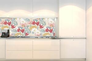 DIMEX | Fototapeta do kuchyně Vintage květinový vzor KI-180-216 | 180 x 60 cm | vícebarevná, růžová, zelená