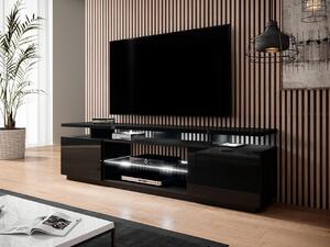 Televizní skříňka Aniceto, Osvětlení: osvětlení LED, Barva: černý / černý lesk 5903211054082