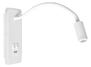 LED Flexibilní nástěnná lampička s USB BASE LED/8W+LED/2W/230V bílá