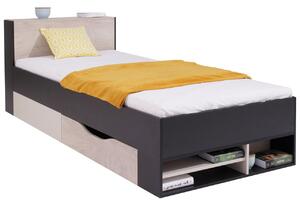 Postel s úložným prostorem Legimi LG14 L / P, Barva: černý / dub + béžový 5903211039898