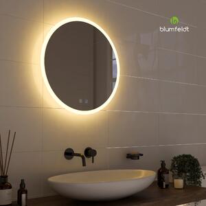 Blumfeldt Caledonian, LED koupelnové zrcadlo, IP44 LED-design, 3 teploty barev, kulaté, 60 cm, stmívatelné, funkce proti zamlžování, dotykové tlačítko