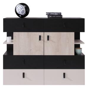 Komoda Legimi LG08, Barva: černý / dub + béžový 5903211039775