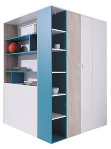 Šatní skříň se zásuvkami Legimi LG01 L / P, Osvětlení: bez osvětlení, Barva: bílý / dub + modrý 5903211039621