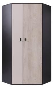 Rohová skříň Legimi LG02 L / P, Barva: černý / dub + béžový 5903211039652