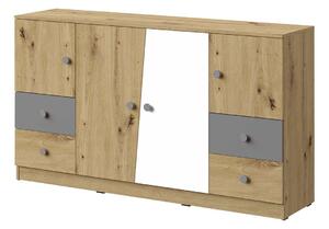 Kombinovaná komoda Mauve WK06, Barva: dub artisan / bílý + šedý 5903211056093
