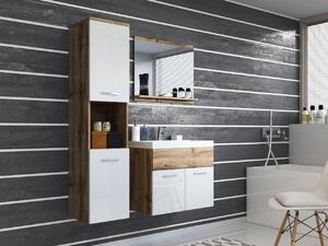 Koupelnový nábytek Floryna, Barva: Dub wotan + bílý lesk + dub wotan, Sifon k umyvadlu: ano, Baterie: Economico BYU 020M 5903211068881