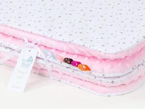 Dětská deka Mini hvězdičky Minky 100x135 cm - Světle růžová bez výplně
