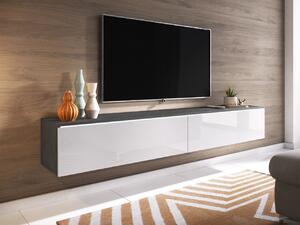 TV stolek Dlone 180, Barva: matera / bílý lesk, Osvětlení: osvětlení LED - bílé 5903211079092