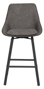 Rowico Šedá otočná barová židle Alison s černými kovovými nohami