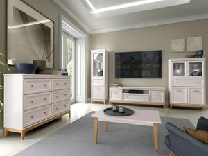 Nábytek do obývacího pokoje Stebin I, Osvětlení: osvětlení LED - bílé, Barva: kašmír 5903211460135