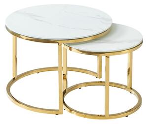 Konferenční stolek MESI bílý mramor/ zlatá