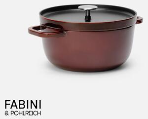 Fabini Kastrol FABINI & Pohlreich, ø 26 cm (5,2 l) - Smaltovaný litinový kastrol s nahřívací poklicí, vínově červený