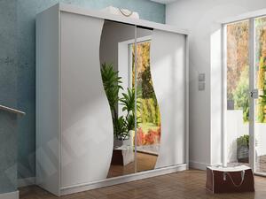 Šatní skříň se zrcadlem Sahara 8/200, Osvětlení: bez osvětlení, Barva: bílý 5903211098093