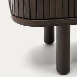Tmavě hnědý dřevěný TV stolek Kave Home Mailen 120 x 40 cm