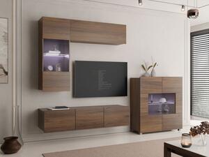 Obývací stěna Bralani III, Barva: ořech warmia, Osvětlení: osvětlení LED - modré 5903211478772
