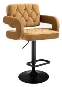 LuxuryForm Barová židle ADRIA VELUR na černém talíři - hnědá
