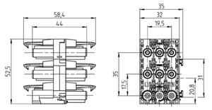 BACHMANN Odbočovací blok 5x vstup pro systémy s konektory GST18 375.541