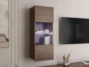 Závěsná vitrína Bralani BR05, Barva: ořech warmia, Osvětlení: osvětlení LED - modré 5903211481024