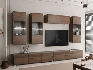 Obývací stěna Bralani V, Barva: ořech warmia, Osvětlení: osvětlení LED - bílé 5903211478925