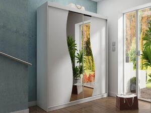 Šatní skříň se zrcadlem Sahara 8/150 cm, Osvětlení: bez osvětlení, Barva: bílý 5903211100680