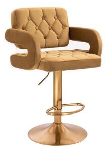 LuxuryForm Barová židle ADRIA VELUR na zlatém talíři - hnědá