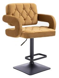 LuxuryForm Barová židle ADRIA VELUR na černé hranaté podstavě - hnědá