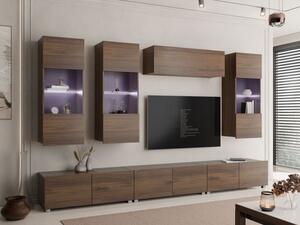 Obývací stěna Bralani XI, Barva: ořech warmia, Osvětlení: osvětlení LED - modré 5903211478963