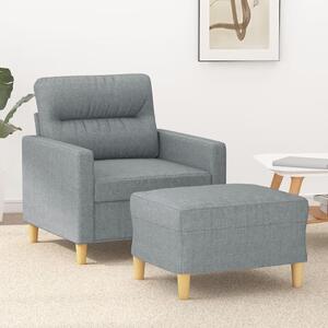 Křeslo s podnožkou světle šedé 60 cm textil 3201065