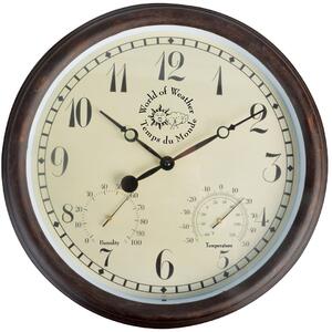 Esschert Design Nástěnné hodiny s vlhkoměrem a teploměrem Tiffany, hnědá/krémová