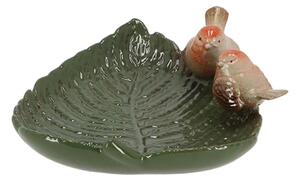 Esschert Design Napajedlo pro ptáky Leaf, 19x21 cm, keramika, zelená