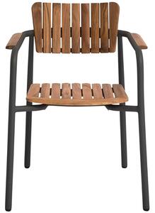 Antracitová hliníková zahradní židle No.119 Mindo s teakovým sedákem