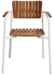 Bílá hliníková zahradní židle No.119 Mindo s teakovým sedákem