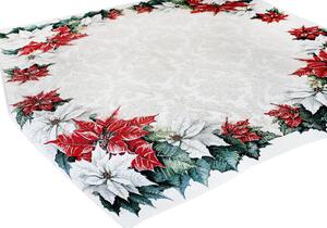 Luxusní vánoční gobelínový ubrus na stůl s lurexem Vánoční girlanda Barva Vícebarevná Rozměry 90x90 cm