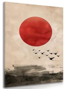Obraz japandi kouzlo červeného měsíce