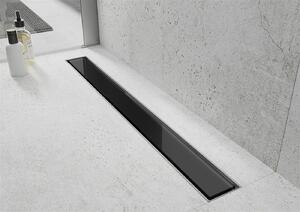 Mexen Flat nerezový sprchový žlab 60 cm vzor černé sklo, 1026060-15