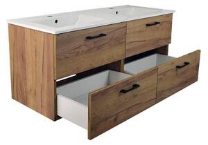 Koupelnová skříňka s keramickým umyvadlem Agria NEW GO 120 - zlatý dub