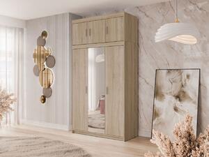 Šatní skříň se zrcadlem Melen 3D + nástavec, Barva: dub sonoma 5903211121043