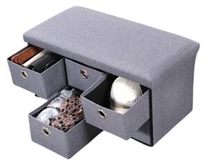 Kesper Botník - lavice s 6 úložnými boxy na boty a doplňky, textilní, šedá